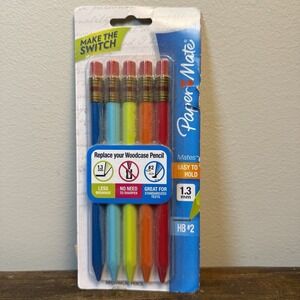 Paper Mate Mates Mechanical Pencils 1.3mm HB #2 5 Count Easy To Hold Refillable